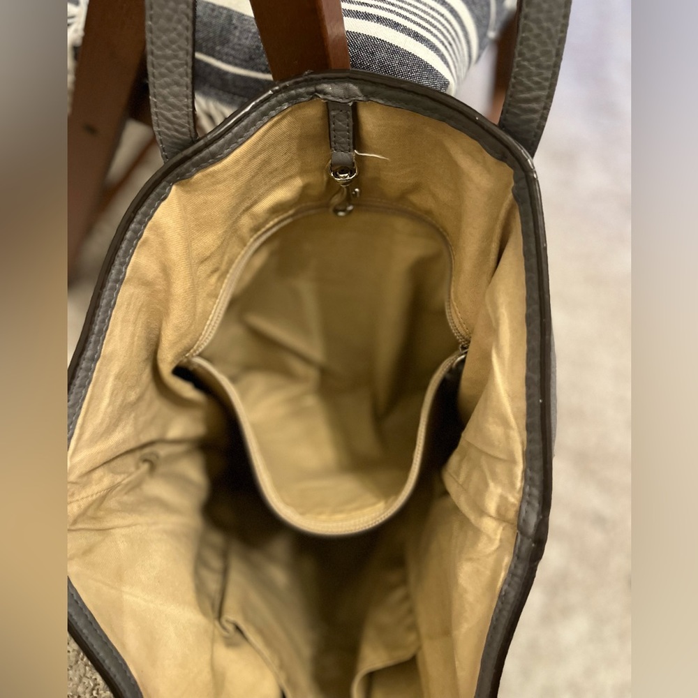 Coach Gray Leather Tote with Cream Tassels - Picture 8 of 11